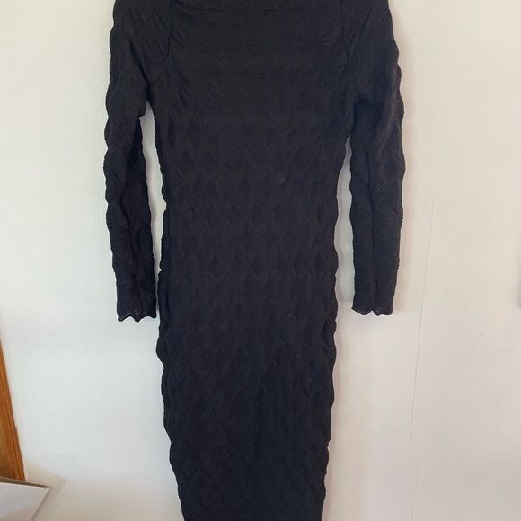 Pinkblush black Textured Ruched Maternity Midi Dress size small - Picture 8 of 9